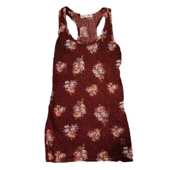 Wallflower Tops - Wallflower Wine Floral Pattern Lightweight Racerback Tank Top